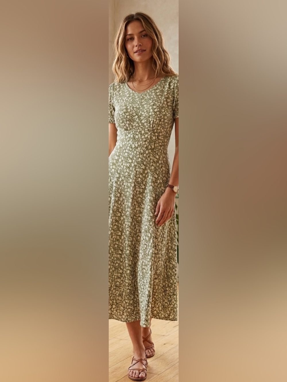 Sweet Salt Dress 2 XS Green Floral Midi Cottage Core Pockets